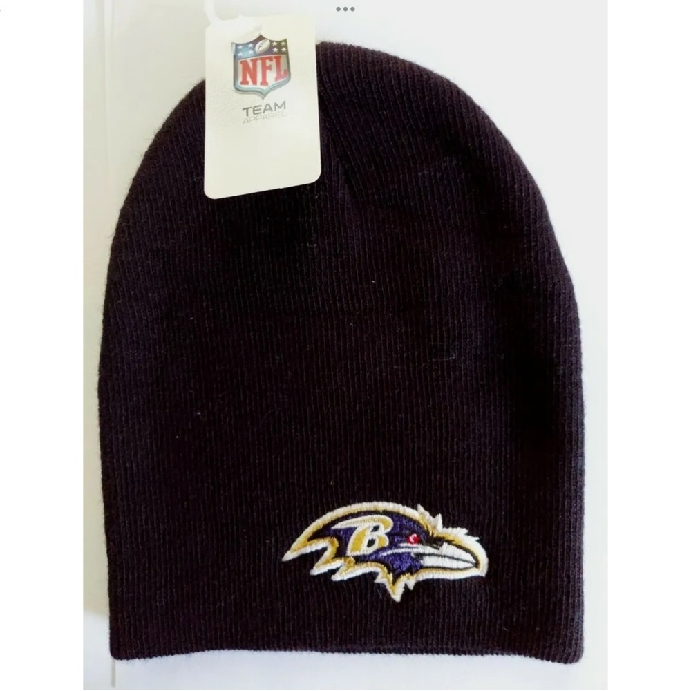 Baltimore Ravens Hat Black Cuffless Knit Team Embroidered Logo Cap NFL One Size